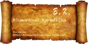 Blumenthal Karméla névjegykártya